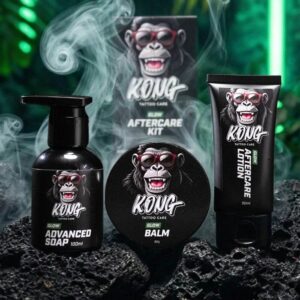 KONG Glow Aftercare Kit complete tattoo aftercare set with soap balm and lotion for healing and vibrant tattoos
